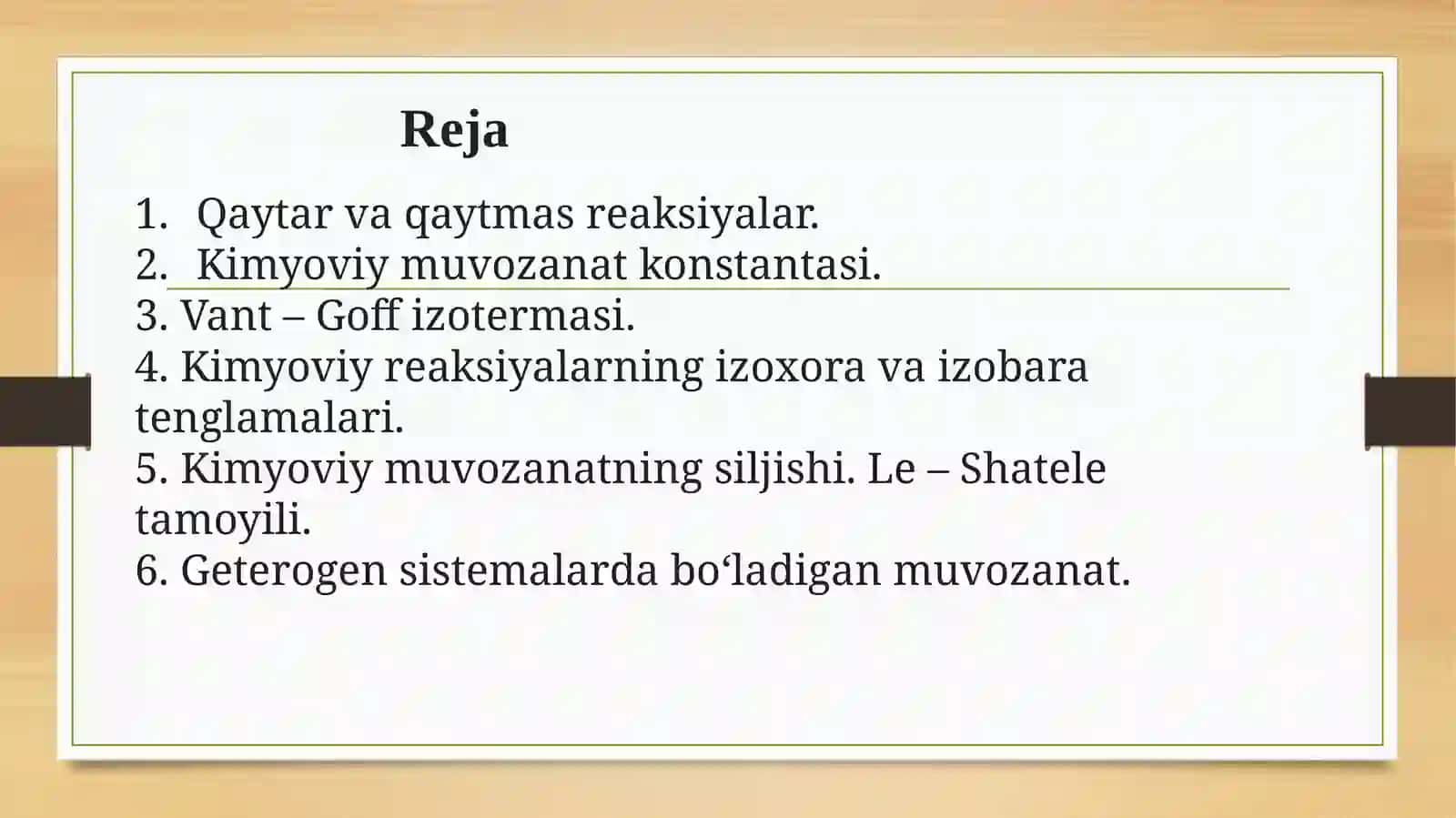 Kimyoviy muvozanat va unga ta’sir etuvchi omillar 4