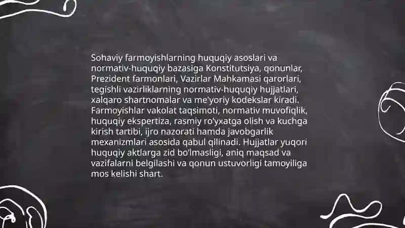 Sohaviy farmoyish hujjatlarining xususiyatlari 4