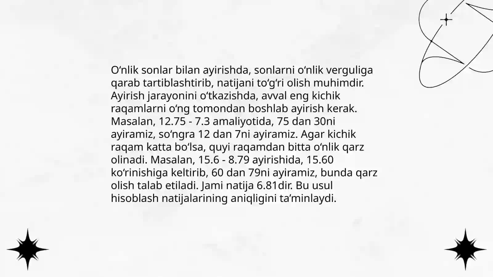 Oʼnlik konsentrida arifmetik amallar bajarish metodikasi 4