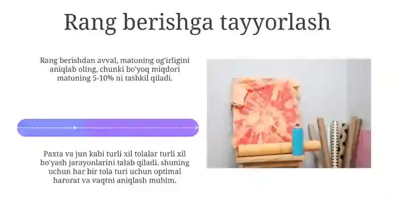 Trikotaj polotnolarini bòyash va gul bosishga tayyorlash 4