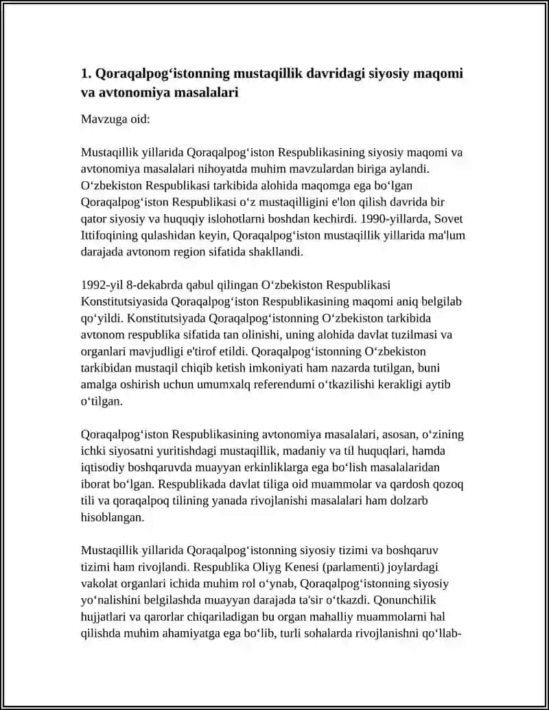 MUSTAQILLIK YILLARIDA QORAQALPOGʻISTON RESPUBLIKASIDA SIYOSIY IJTIMOIY VA MANAVIY OZGARISHLAR 4
