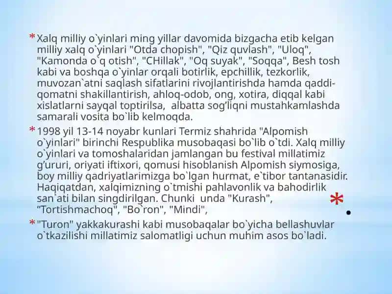 Milliy harakatli o’yinlar o’qitish metodikasi fani 4