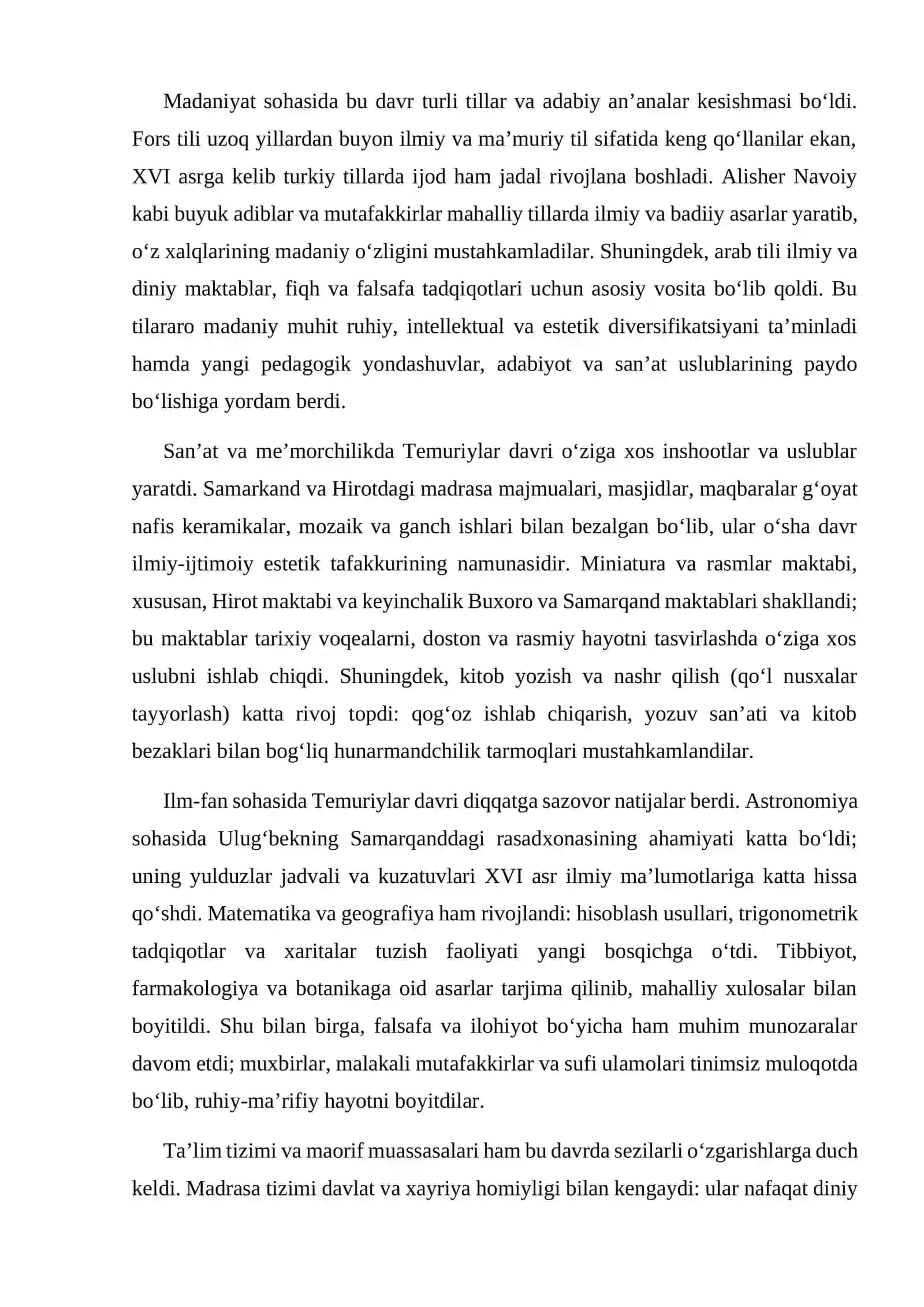 XIV XVI asrlarda fan va madaniyat, maorif taraqqiyoti 4