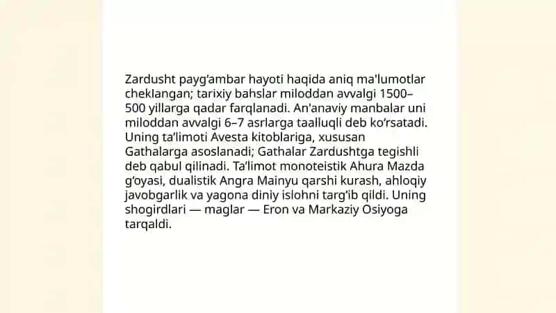 Zardushtiylik dinining shakllanish tarixi va tarqalish hududlari 4