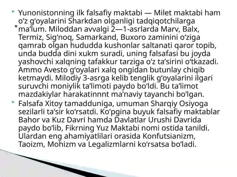Sharq va G’arb falsafasini ta’riflash 4