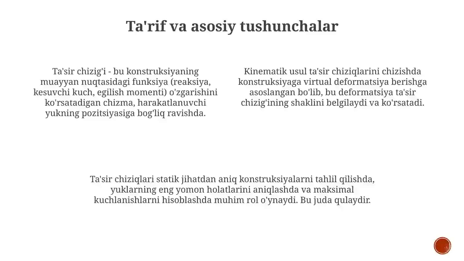 Ta'sir chiziqlarini chizishning kinematik usuli 4