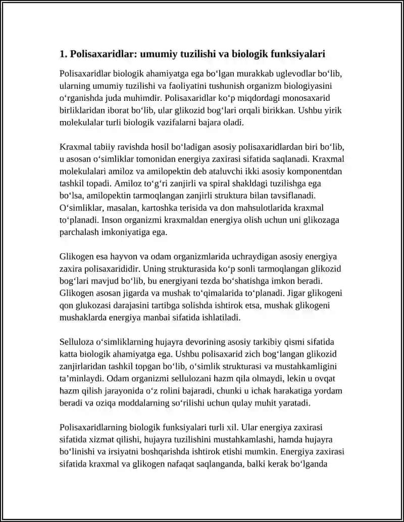 POLISAXARIDLAR KRAXMAL GLIKOGEN SELLYULOZA VA ULARNING BIOLOGIK AHAMIYAT 4