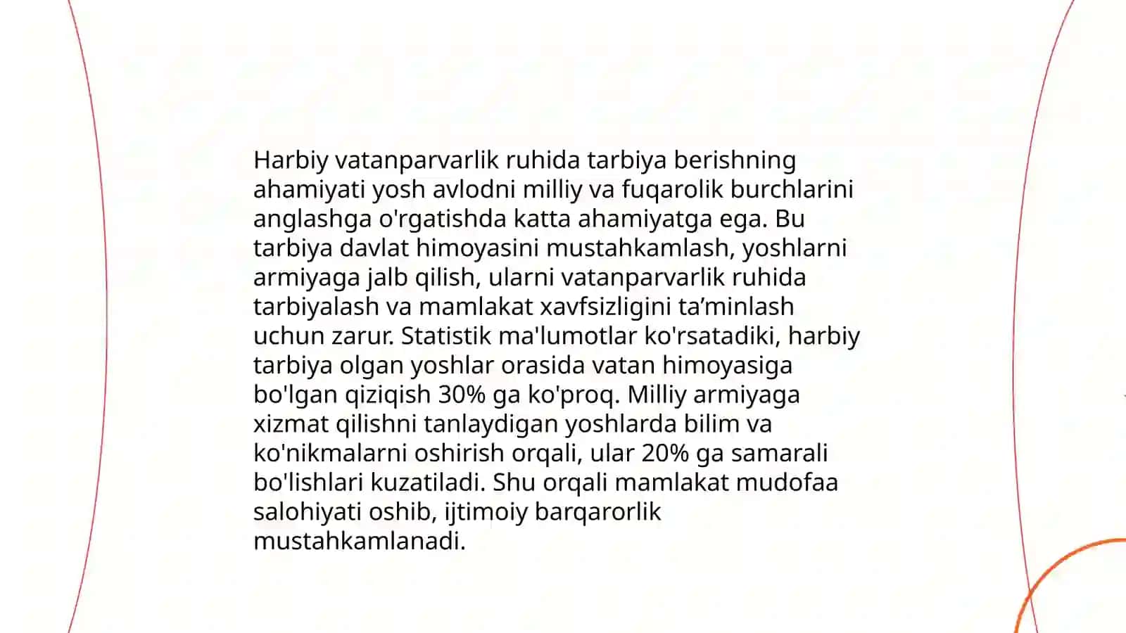 Xalq mehnati va jangovor an'analariga tayanib harbiy vatanparvarlik ruhida tarbiyalash jangovor va mehnat shuxrati joylariga safarlar tashkil qilish 4
