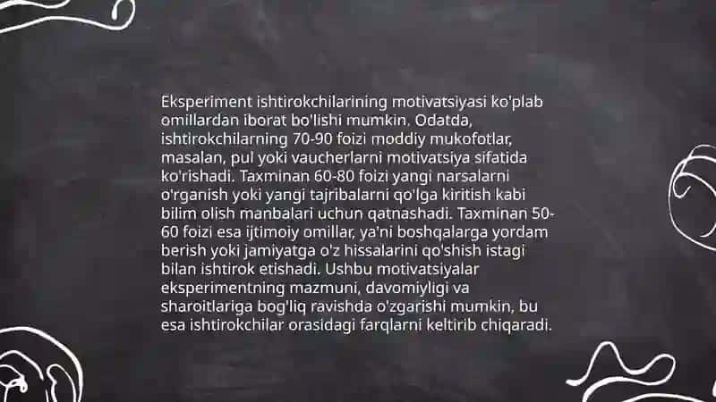 Sinaluvchilarning eksperimentda ishtirok etish effektlari 4