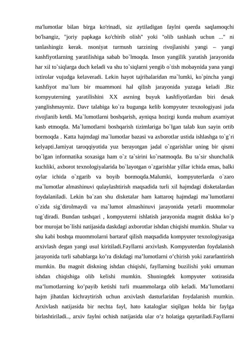 Fayllarni arxivlash va arxiv fayllarni ochish 4