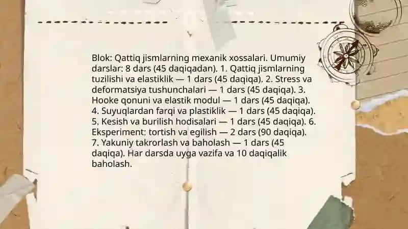 "Qattiq jismlarning mexanik xossalari" mavzusini o'qitish metodikasi 4