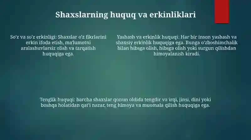 OʻZbekistonda Jamiyat Va Shaxs Munosabatlarining Konstitutsiyaviy Asoslari 4