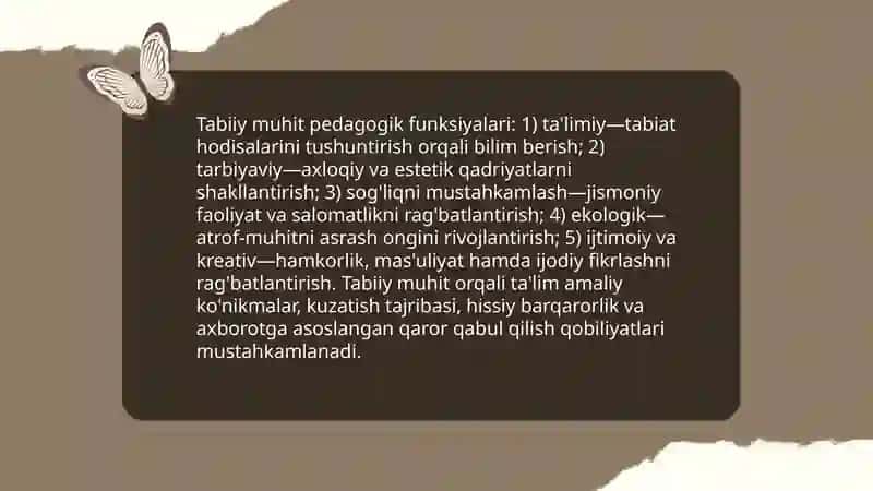 Tabiat bilan tanishtirish asosida tarbiya turlarini rivojlantirishning mohiyati 4