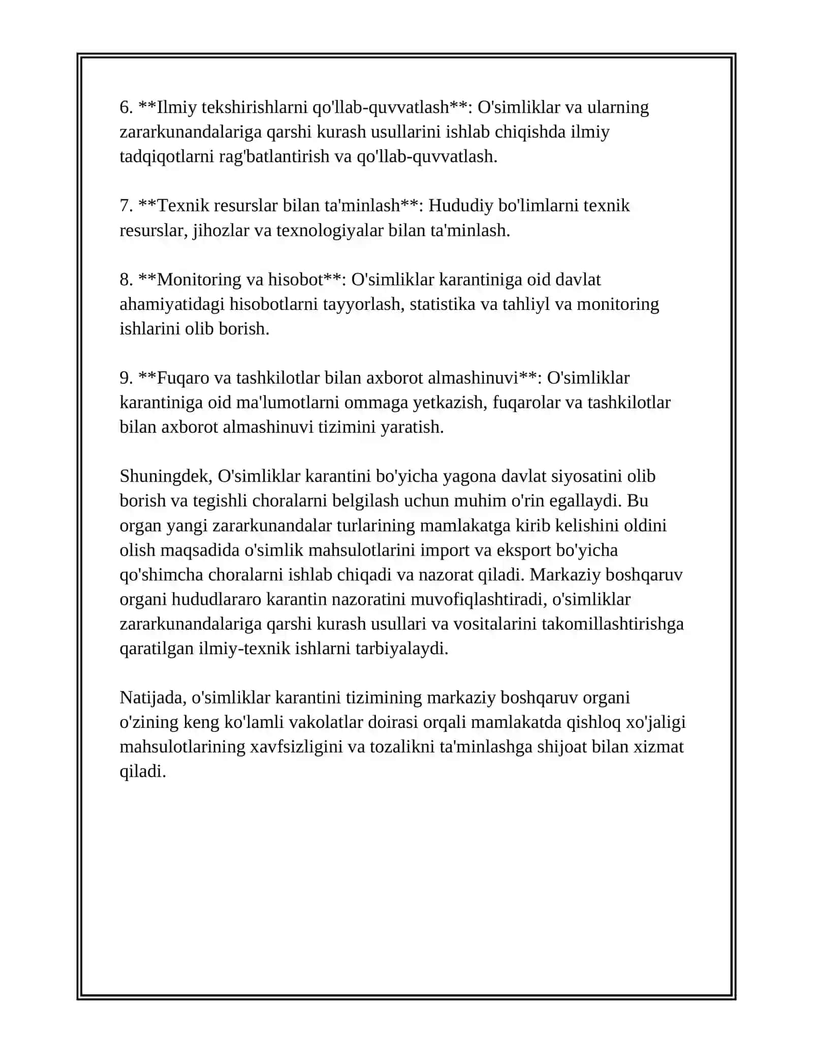 ÓSIMLIKLAR KARANTININING TIZIMINING TARKIBIY TUZILISHI VA VAKOLATLARI 4