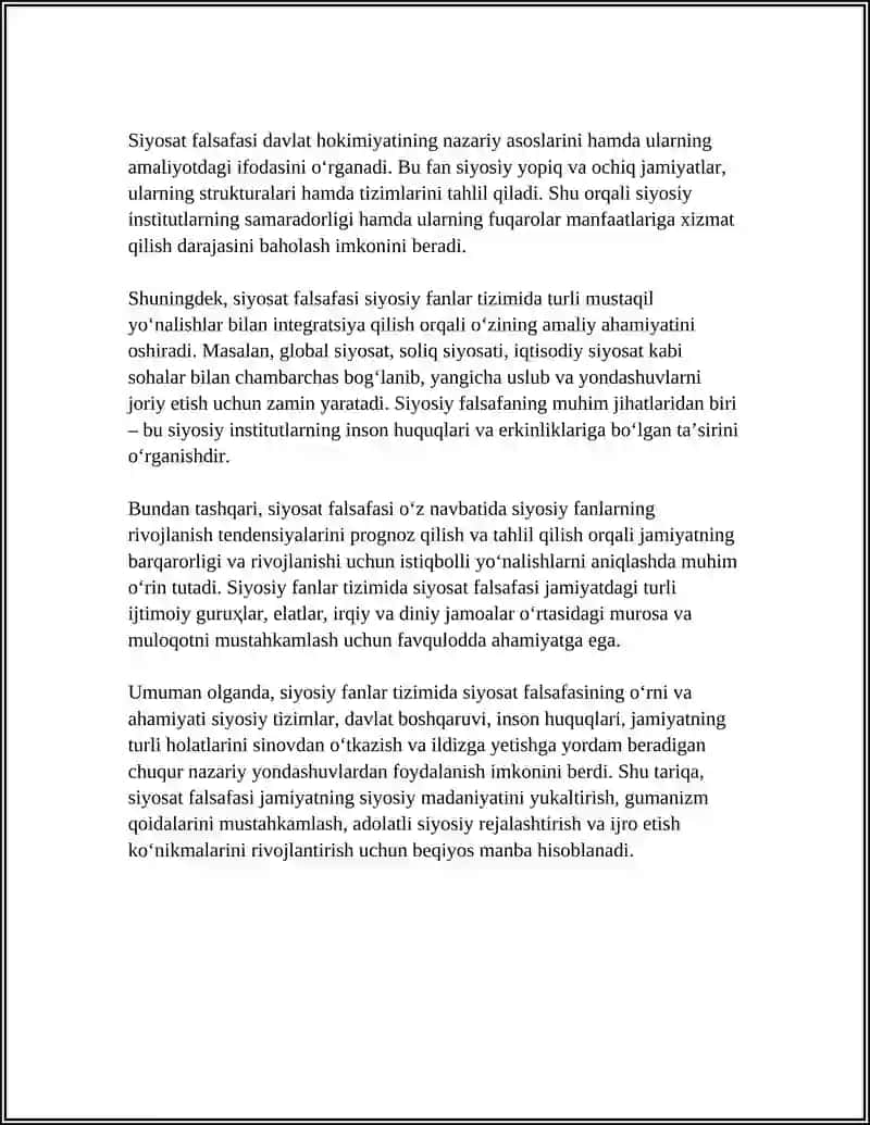 SIYOSIY FANLAR TIZIMIDA SIYOSAT FALSAFASINING OʻRNI VA ROLI 4