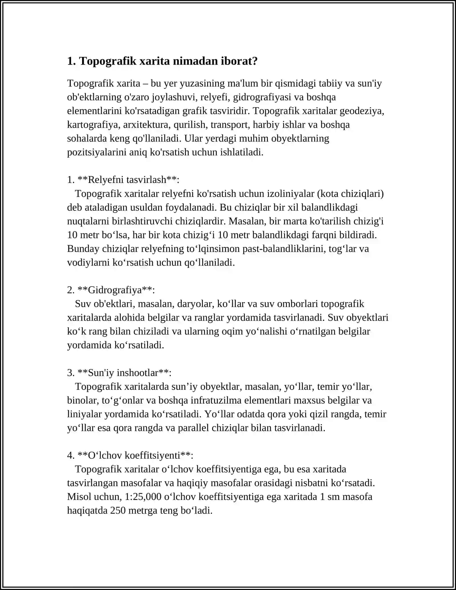 TOPOGRAFIK XARITADAGI NUQTANING ABSOLYUT VA NISBIY BALANDLIKLARINI ANIQLASH 4