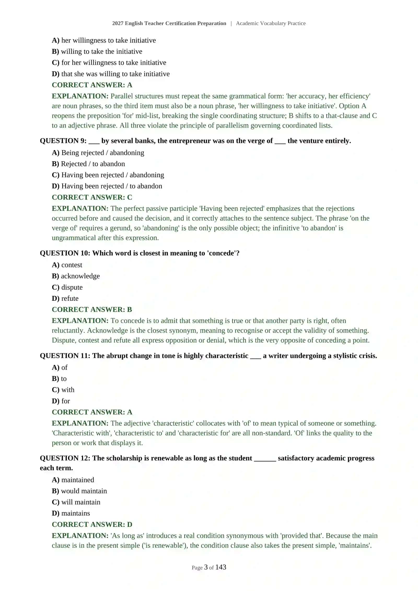 2027 English Teacher Certification Preparation | Academic Vocabulary Practice 4