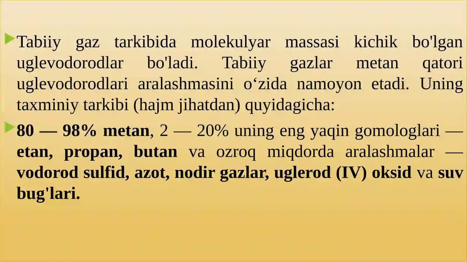 Tabiiy gazning tarkibi va uning fizik-kimyoviy xossalari 4
