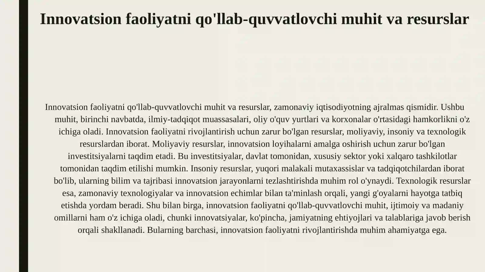 Innovatsion faoliyat va uning tarkibiy qismlari 4