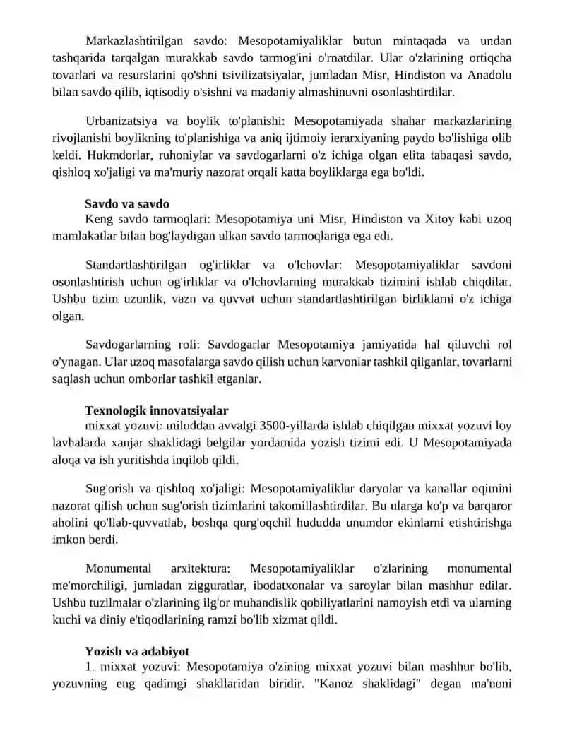 Mesopotamiya Sivilizatsiyasining O'Ziga Xos Jihatlari 4