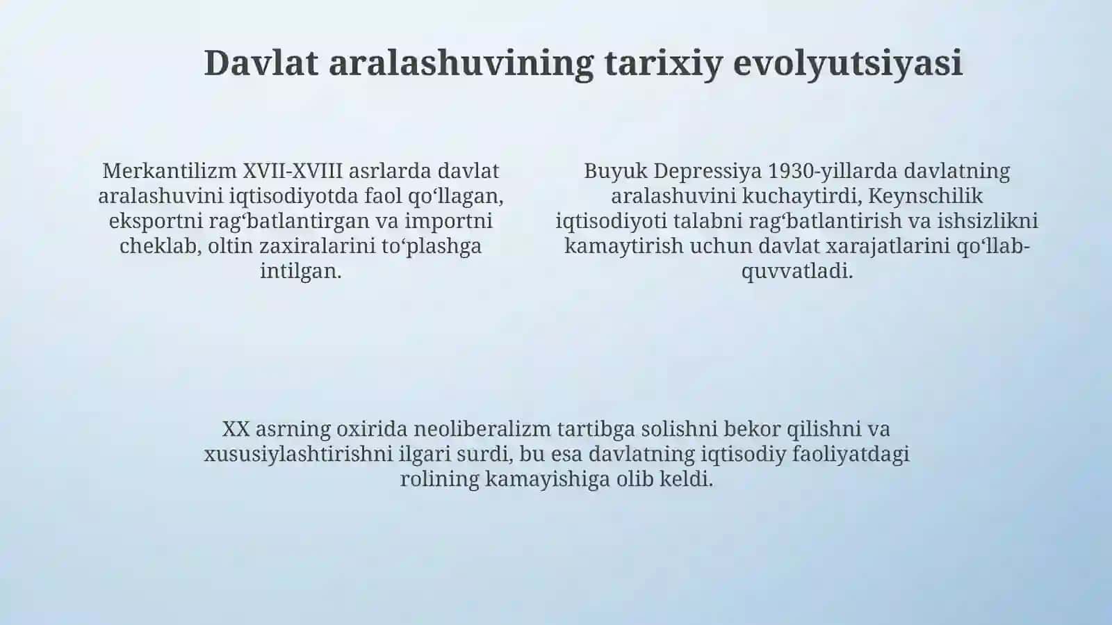 Milliy iqtisodiyotni tartibga solishda davlatning roli haqidagi nazariyalar va qarashlar 4