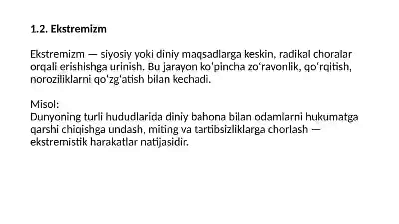 Diniy fanatizm, ekstremizm, fundamentalizm va terrorizm: tarixi va hozirgi davr xavfsizligi gat ahdimi 4