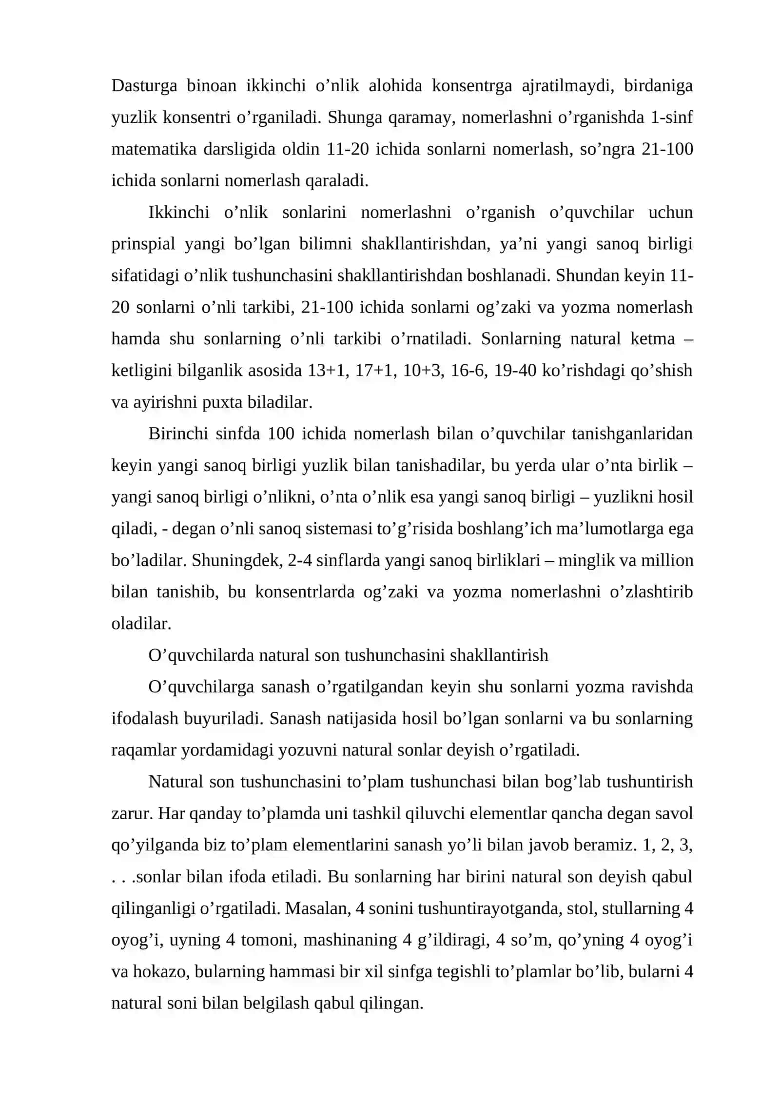Boshlang'ich sinflarda nomantiy butun sonlarni nomerlashga o'rgatish metodikasi 4