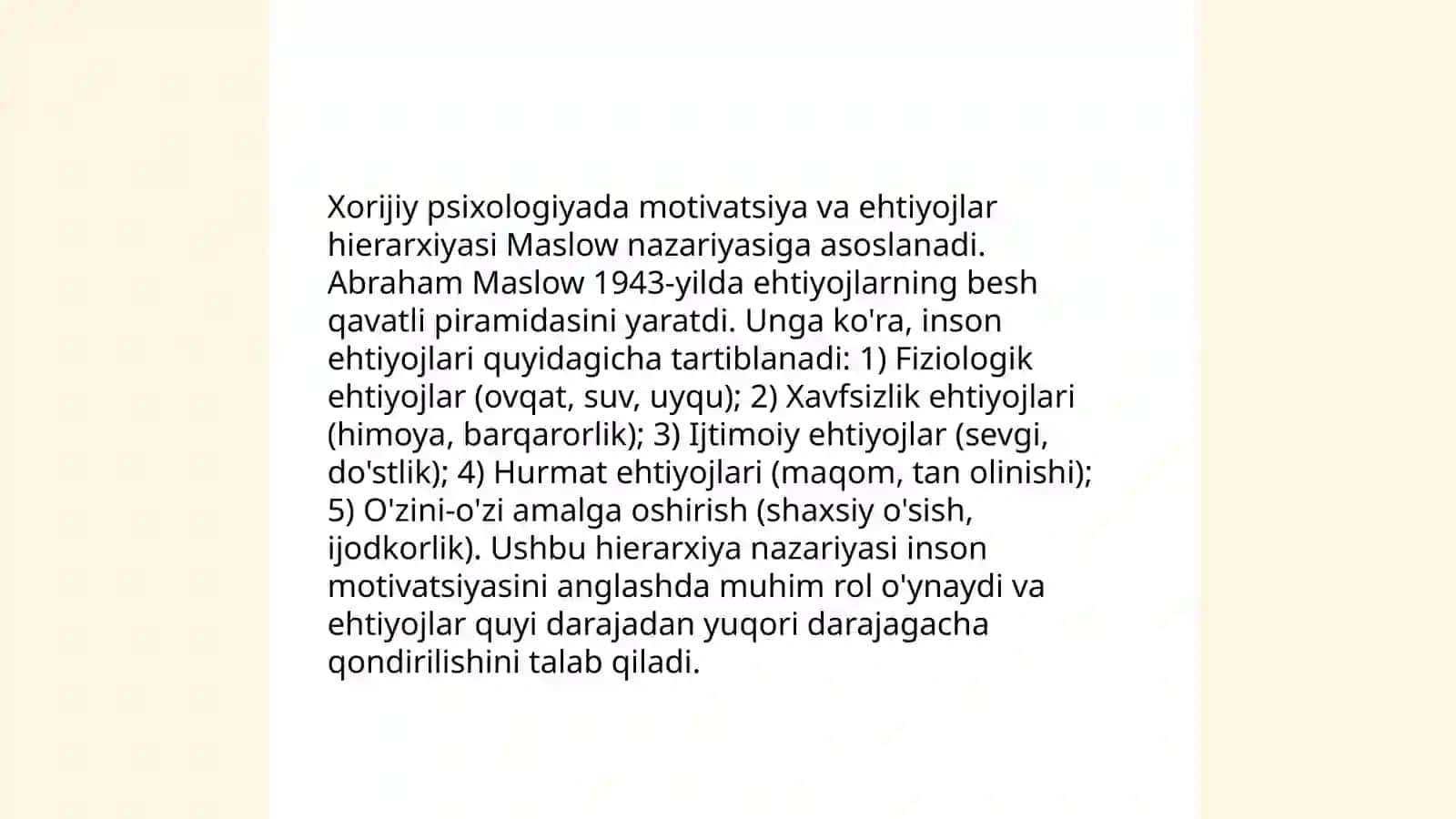 Xorij psixologiyasida moiv va motivatsiya muammosi 4