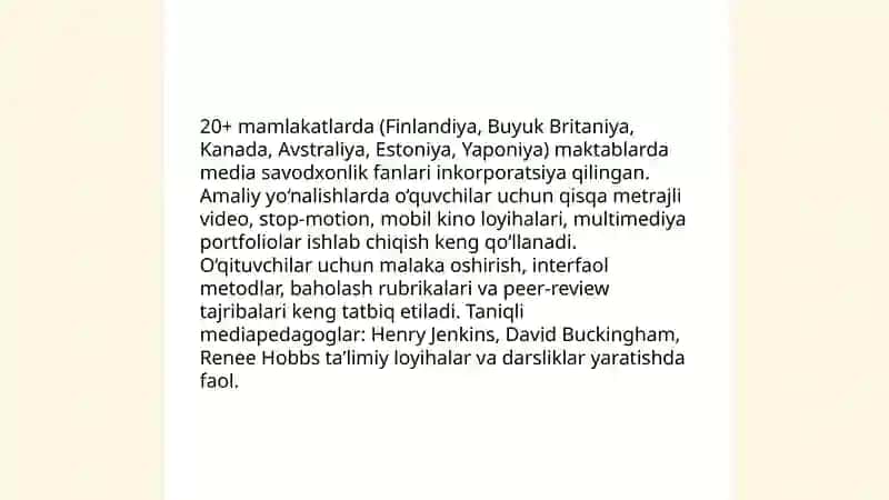 Dunyo mamlakatlaridagi mediata'lim taraqqiyoti 4