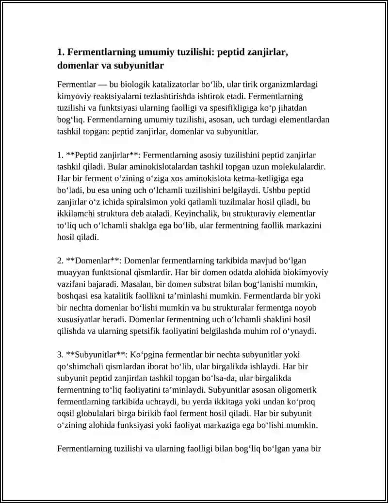 FERMENTLARNING TUZULISHI VA SPESIFIKLIGI.ALLOSTERIK FERMENTLAR(DORIVOR GULXAYRI TARKIBIDAGI AMILAZA FERMENTI) 4