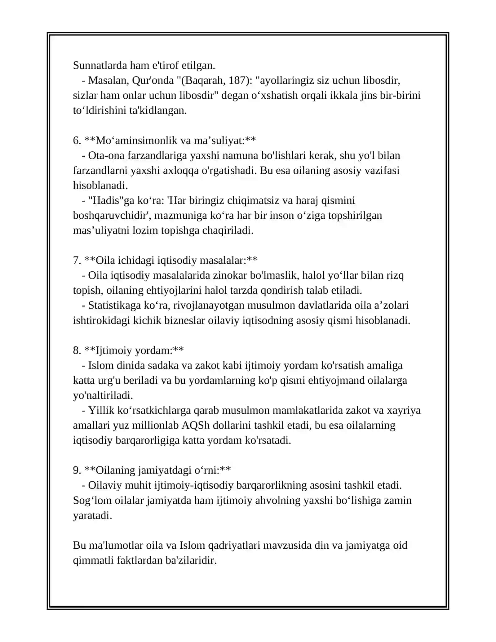 SHAYX MUHAMMAD SODIQ MUHAMMAD YUSUFNING 'BAXTIYOR OILA' ASARIDA ISLOMQADRIYATLARNING TALQINI. 4