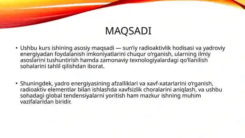 Sun’iy radioaktivlik va yadroviy energiyadan foydalanish 4