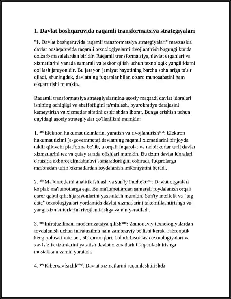 DAVLAT BOSHQARUVIDA RAQAMLI TEXNOLOGIYALARNI RIVOJLANTIRISH 4