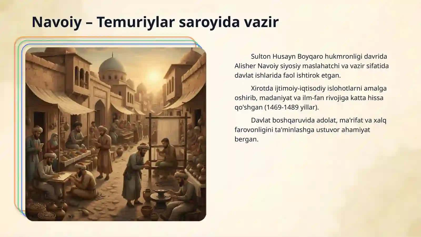Alisher Navoiy va Zahiriddin Muhammad Bobur – davlat arboblari va buyuk ijodkorlar 4