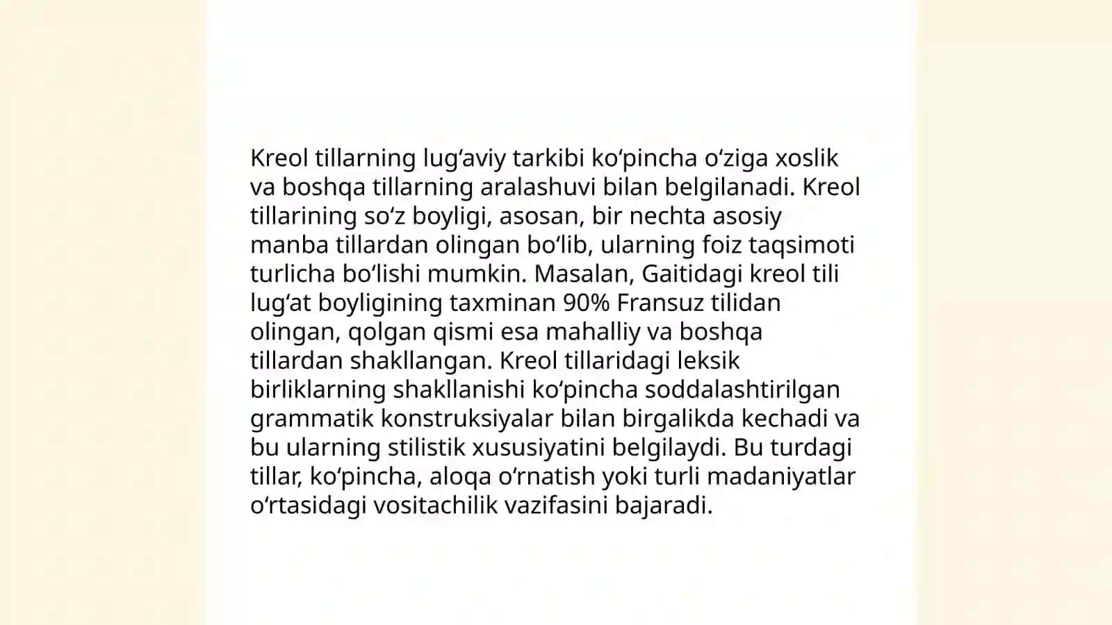 Kreol tillar 4