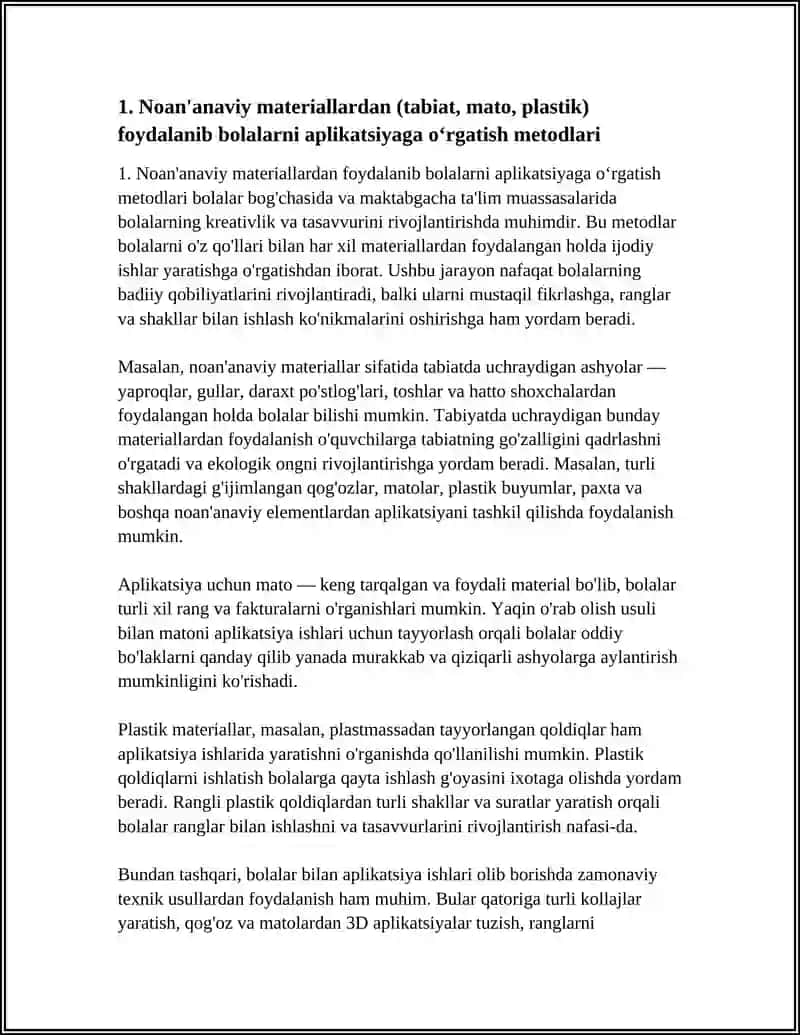 BOLALARNI NOAN'ANAVIY ASHYOLAR VA TEXNIK USULLAR YORDAMIDA APLIKATSIYA ISHLARIGA OʻRGATISH 4