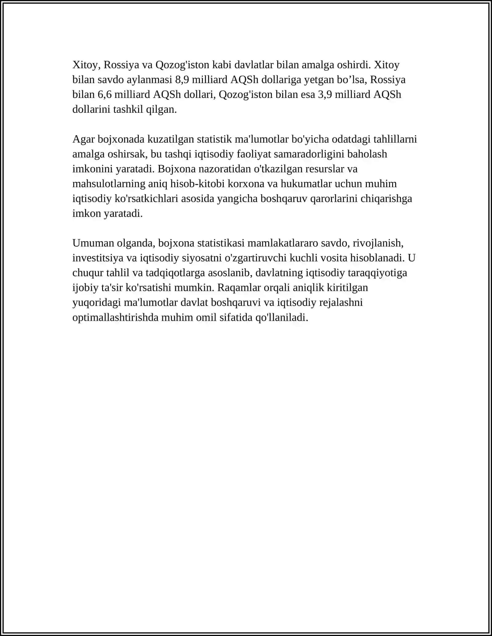 BOJXONA STATISTIKASI TUSHUNCHASI VA UNI YURITISH TARTIBI 4
