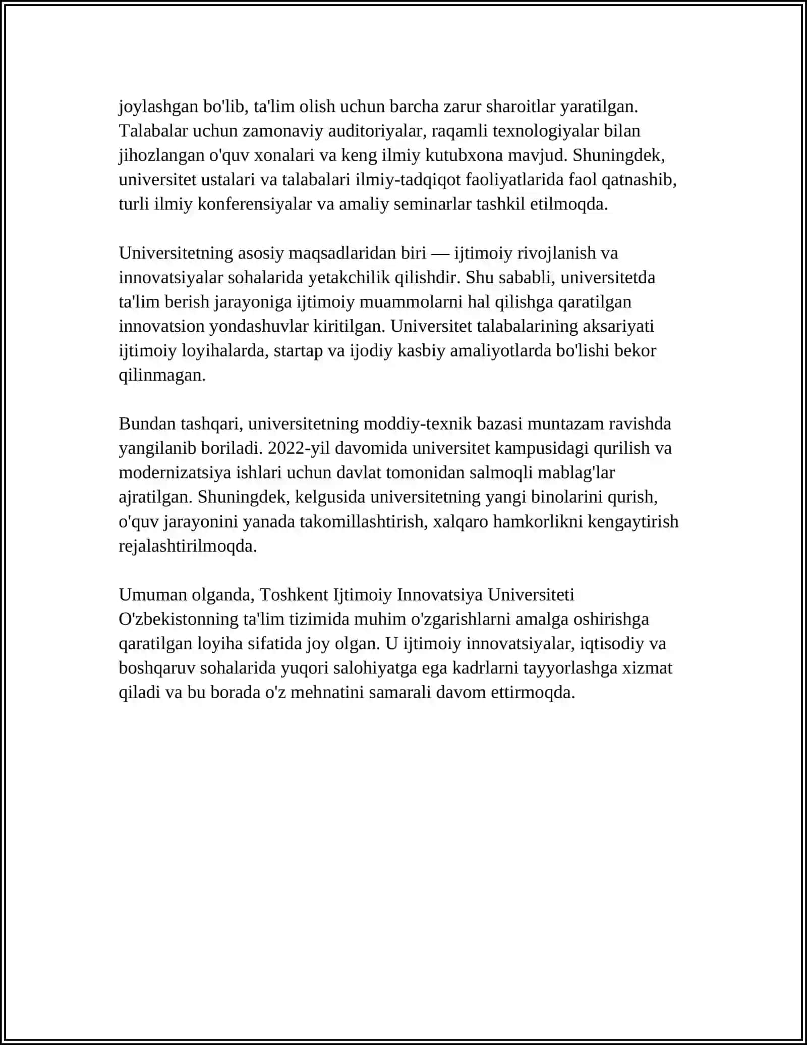 Toshkent Ijtimoiy Innovatsiya Universiteti 4