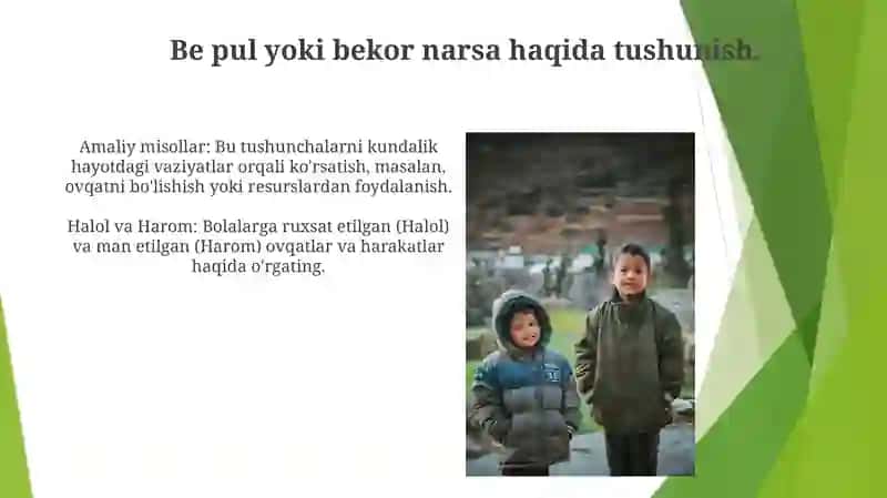 Maktabgacha yoshdagi bolalarga halol, harom, tekin, isrof tushunchalari haqida bilim berish 4