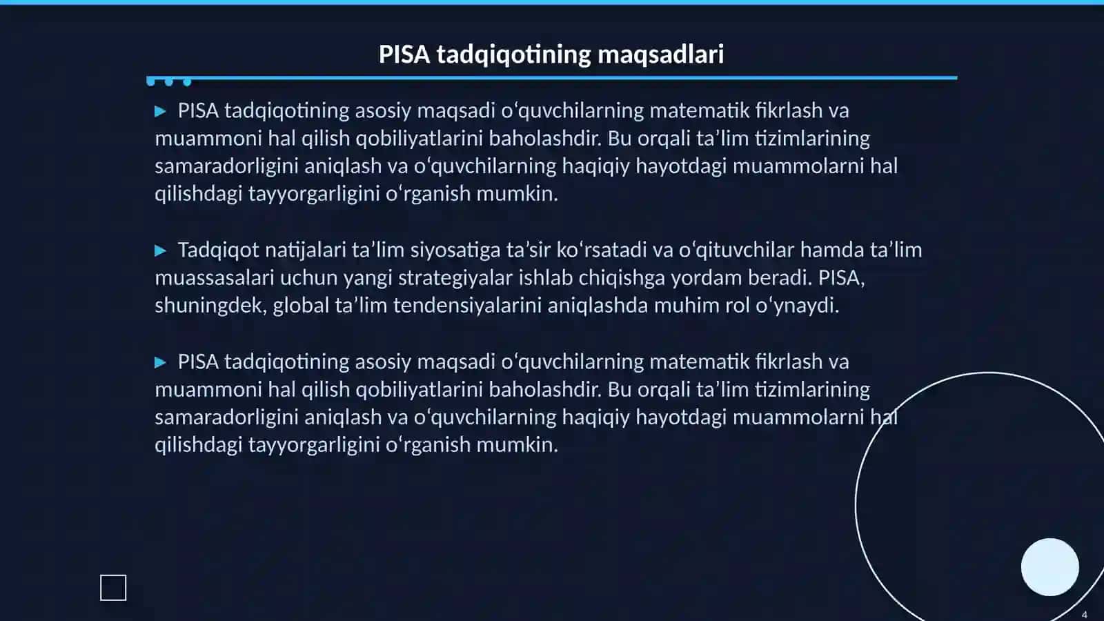 PISA tadqiqotida matematik fikrlash va muammoni hal qilish (madellashtirish) orasidagi bog'lanish tsikliga oid ko'rgazmali material tayyorlash 4