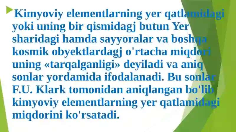 Atrof-muhitda kimyoviy elementlarning migratsiya shakli va intensivligi 4