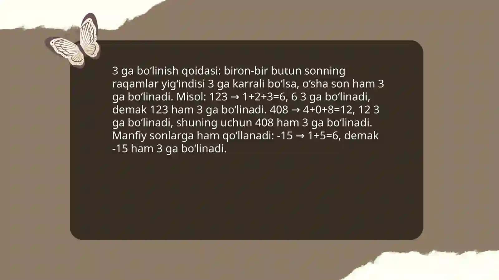 Sonni 3 ga bo’lish 4
