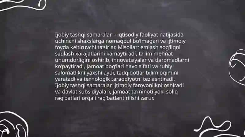 Tashqi samaralar va Ijtimoiy ne'matlar 4