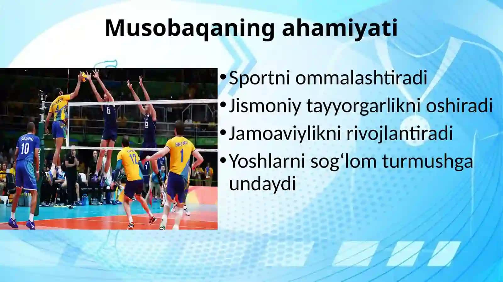 VOLEBOL BO’YICHA MUSOBAQALAR TASHKIL QILISH VA O’TKAZISH 4