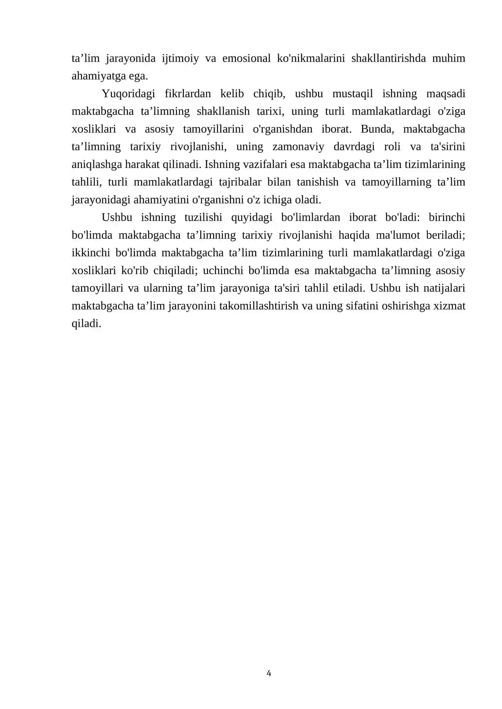 Maktabgacha taʼlimning shakllanish tarixi haqida maʼlumot bering 4