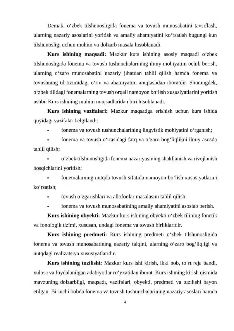 O‘ZBEK TILSHUNOSLIGIDA FONEMA VA TOVUSH MUNOSABATI TAVSIFI 4