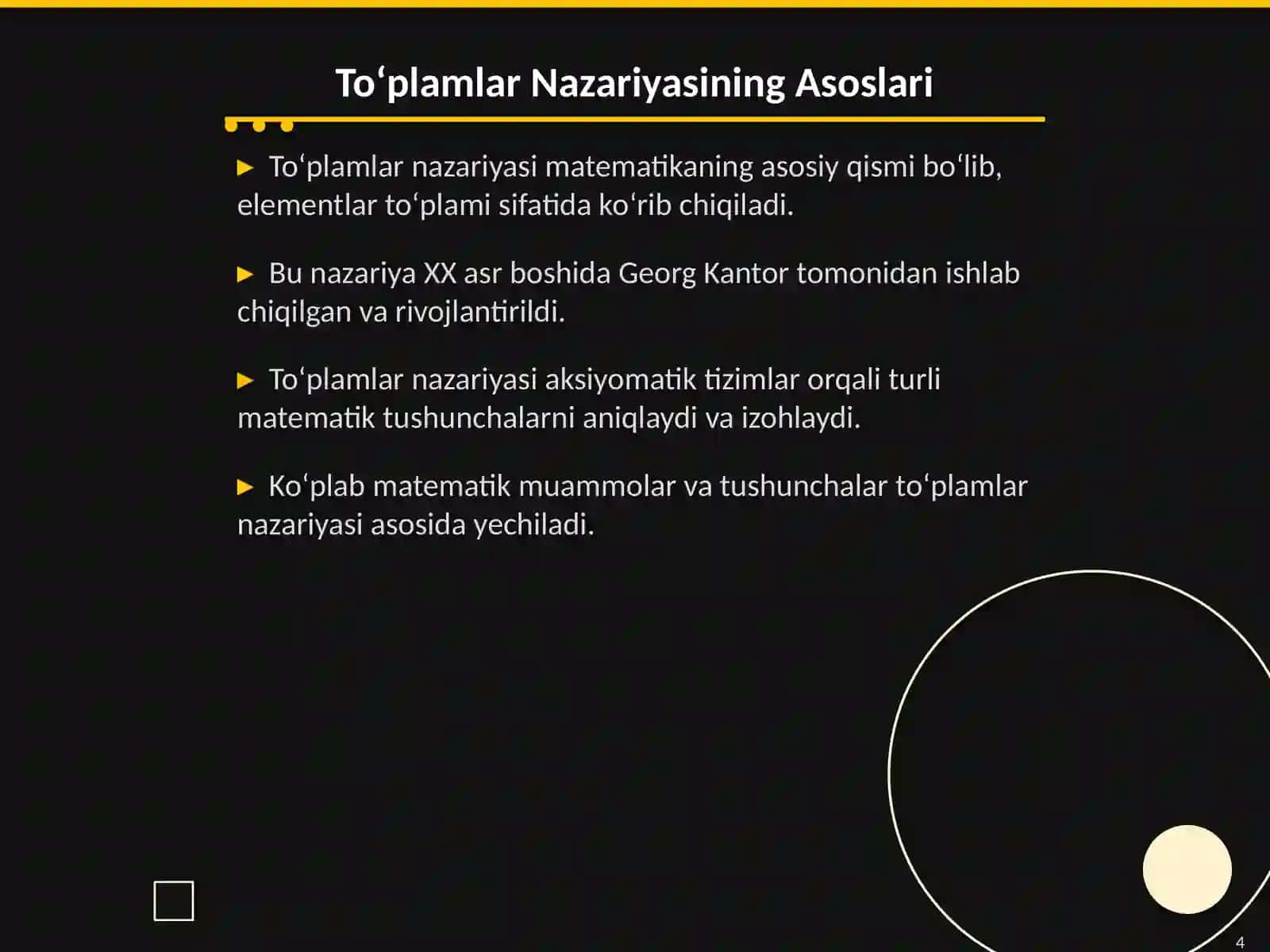 Eng katta quvvatli toʻplamning mavjudmasligi 4