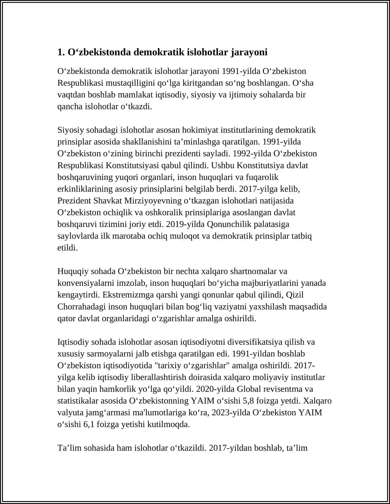 O‘ZBEKISTONDA DEMOKRATIK, FUQAROLIK JAMIYATI ASOSLARINING SHAKLLANTIRILISHI 4