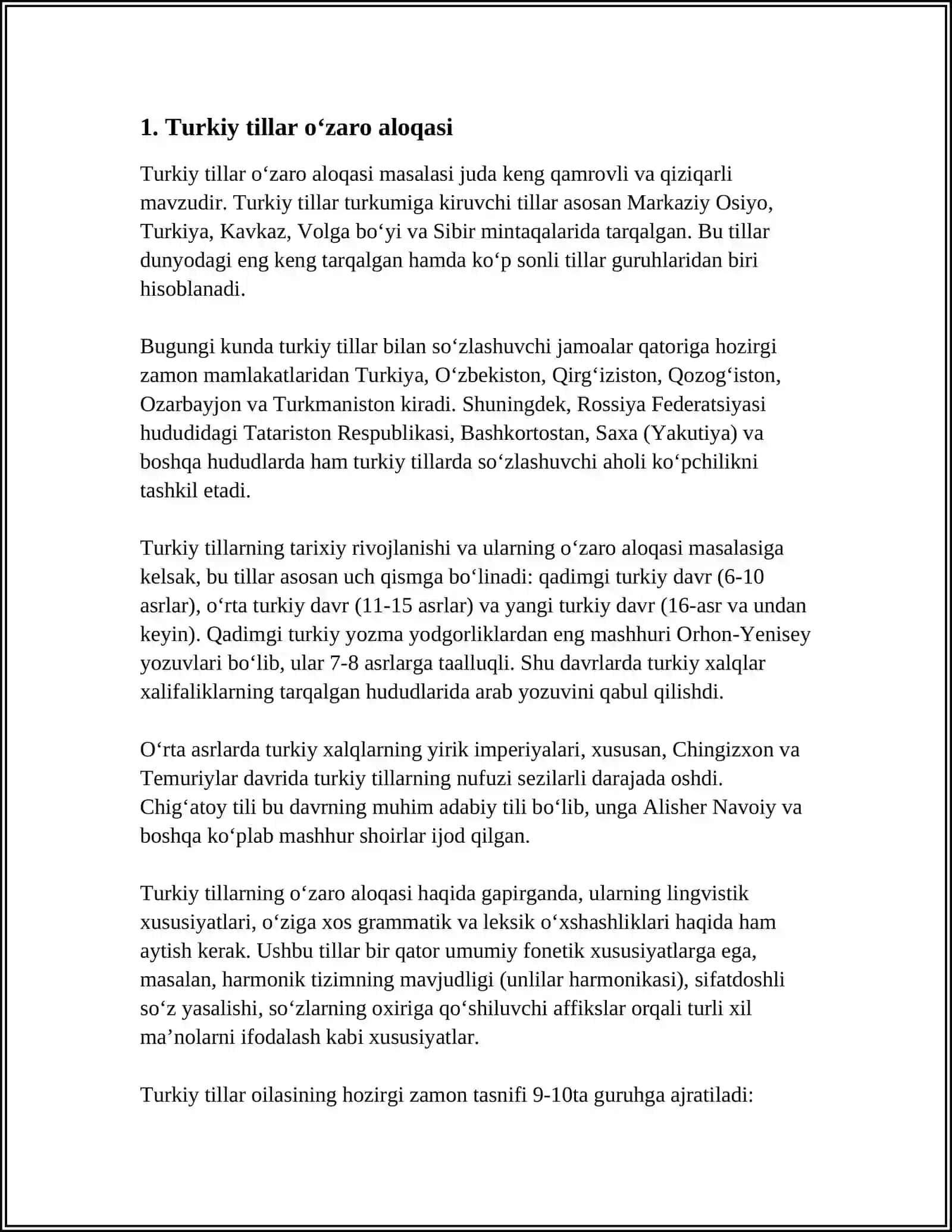O‘ZBEK TILIDA VA SIGARMONISTIK VARIANTLILIKNI HISOBGA OLMAGANDA UYG‘UR, TURKMAN, QORAQALPOQ, QOZOQ VA QIRG‘IZ MATNLARIDA UMUMIY SO‘ZLAR 4