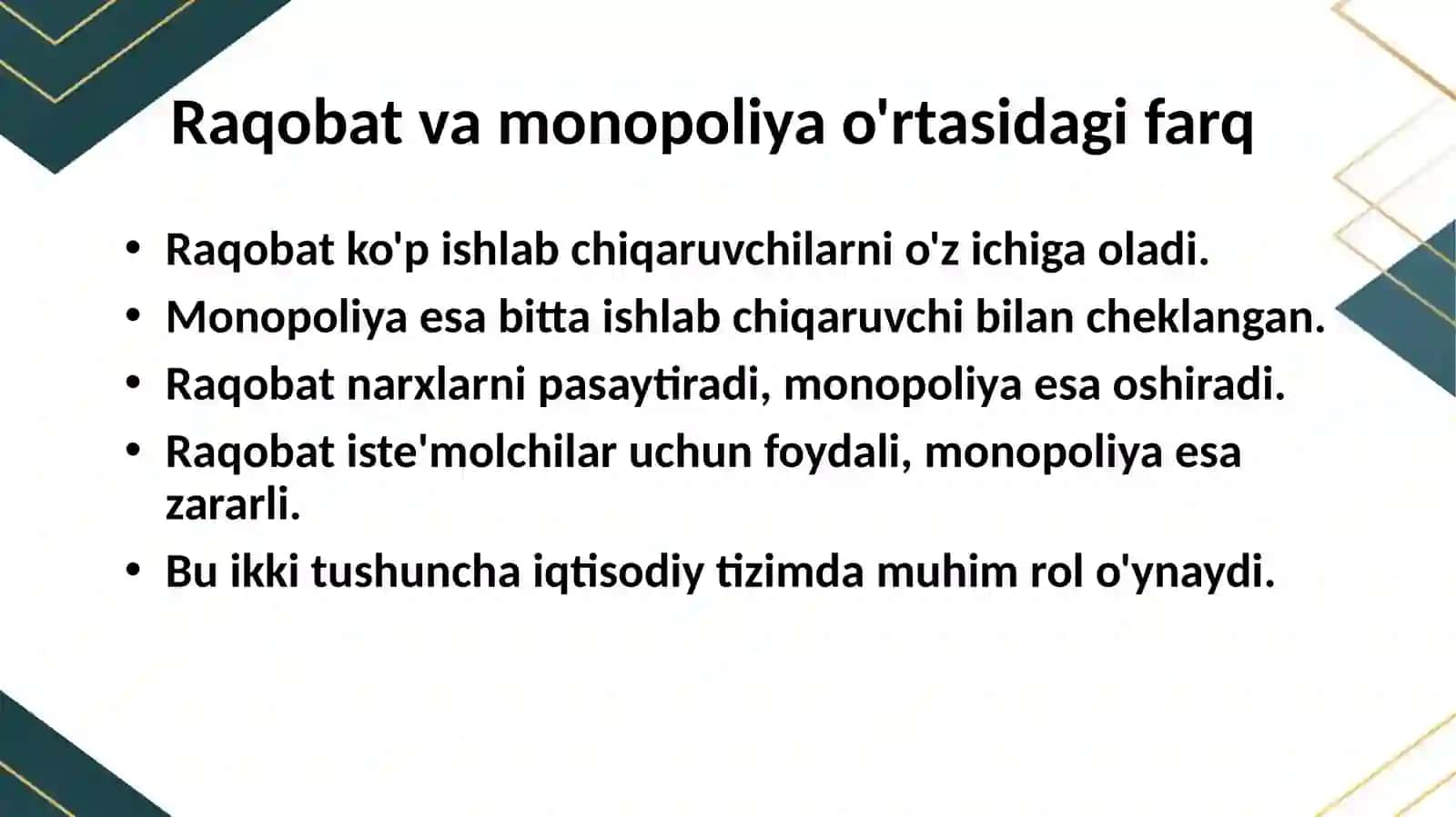 Raqobat va monopoliya 4